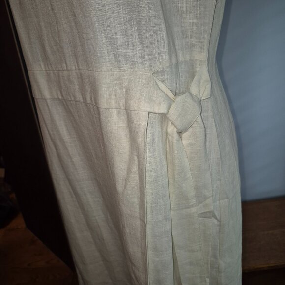 NWT RW & Co Lined Cream Linen Blend Dress (12) - Picture 2 of 8